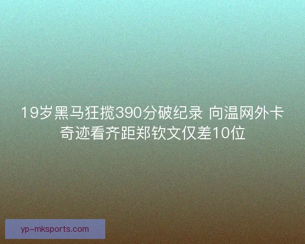 19岁黑马狂揽390分破纪录 向温网外卡奇迹看齐距郑钦文仅差10位